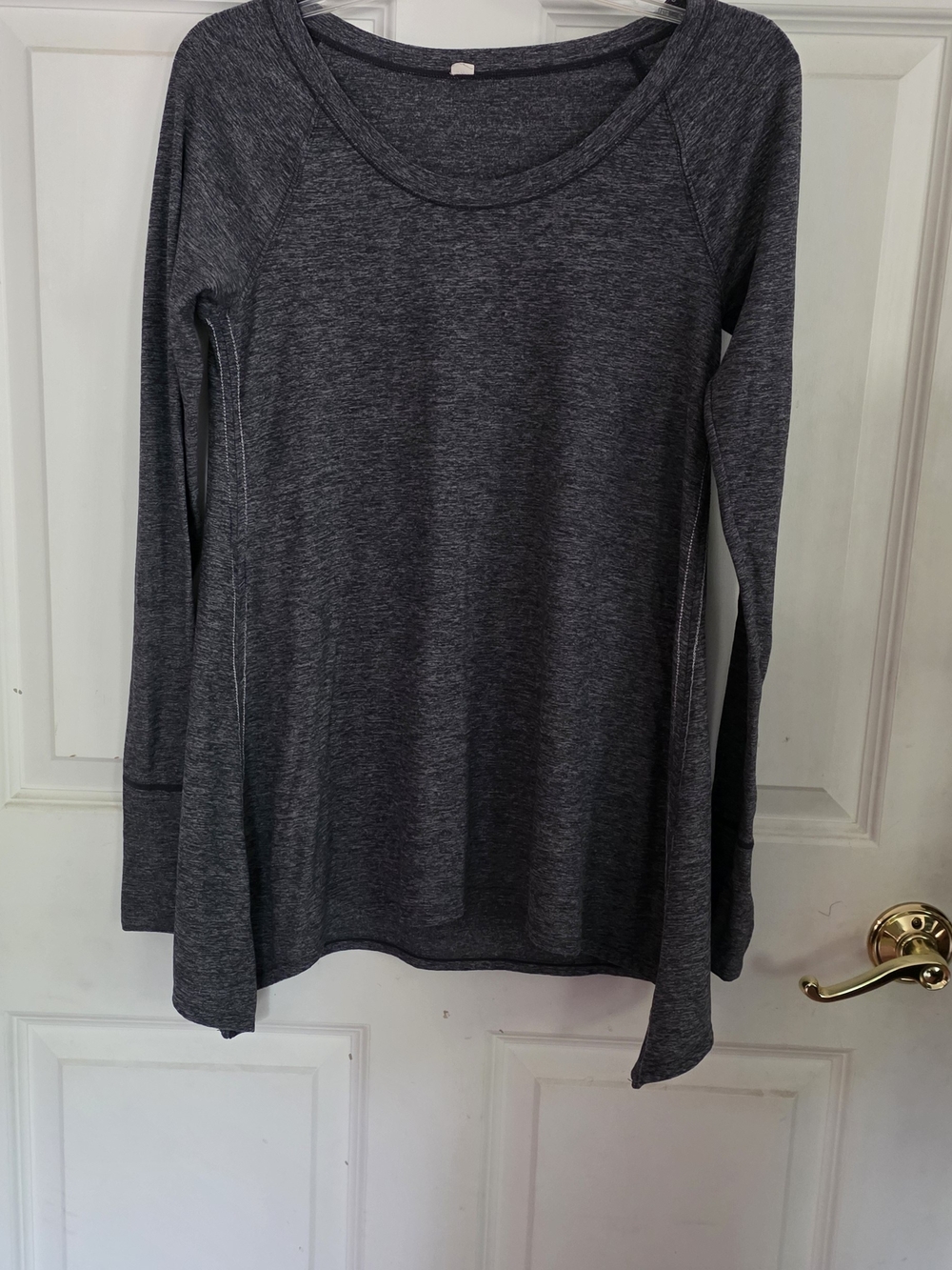Lululemon Long Sleeve Scoop Neck, Asymmetrical Hem Top - Charcoal/Navy